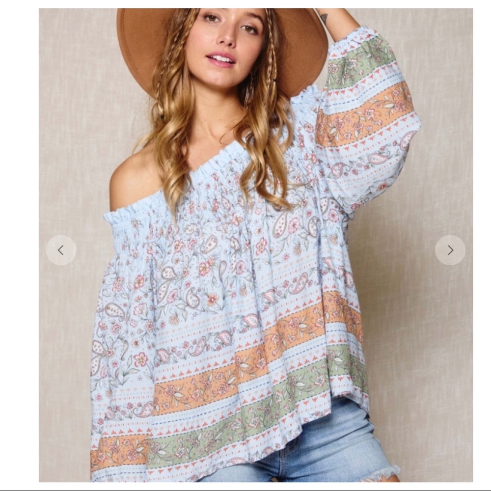 #18 Pauline Boho Smocked Off The Shoulder Top - Picture 7 of 7
